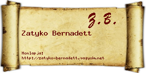 Zatyko Bernadett névjegykártya